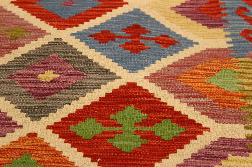 Flat Weave Kilim Antique Navaho Vintage handmade Geometric Kilim Purple Blue Hand-Woven Rectangle 100% Wool Area Rug 8x10 