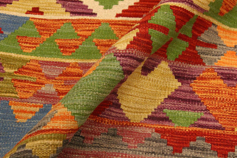 handmade Geometric Kilim Purple Blue Hand-Woven RECTANGLE 100% WOOL area rug 8 x 10