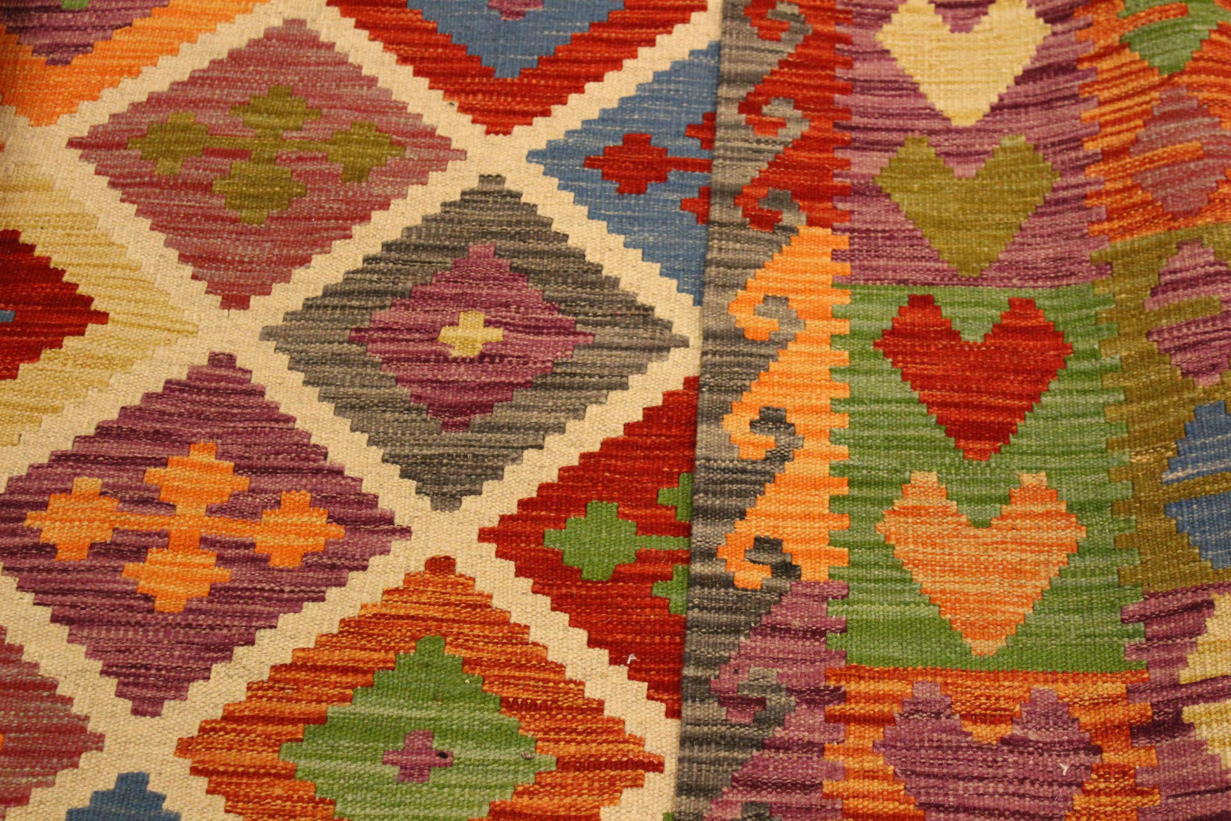handmade Geometric Kilim Purple Blue Hand-Woven RECTANGLE 100% WOOL area rug 8 x 10