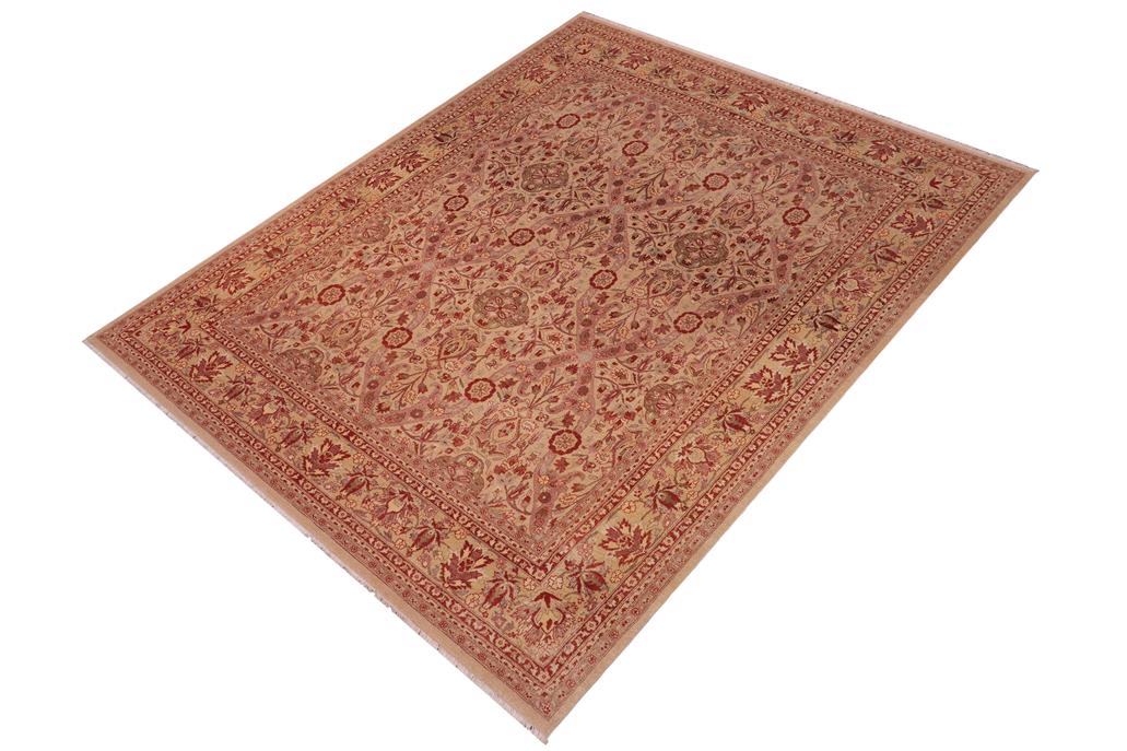handmade Traditional Lahore Tan Tan Hand Knotted RECTANGLE 100% WOOL area rug 8'X10'