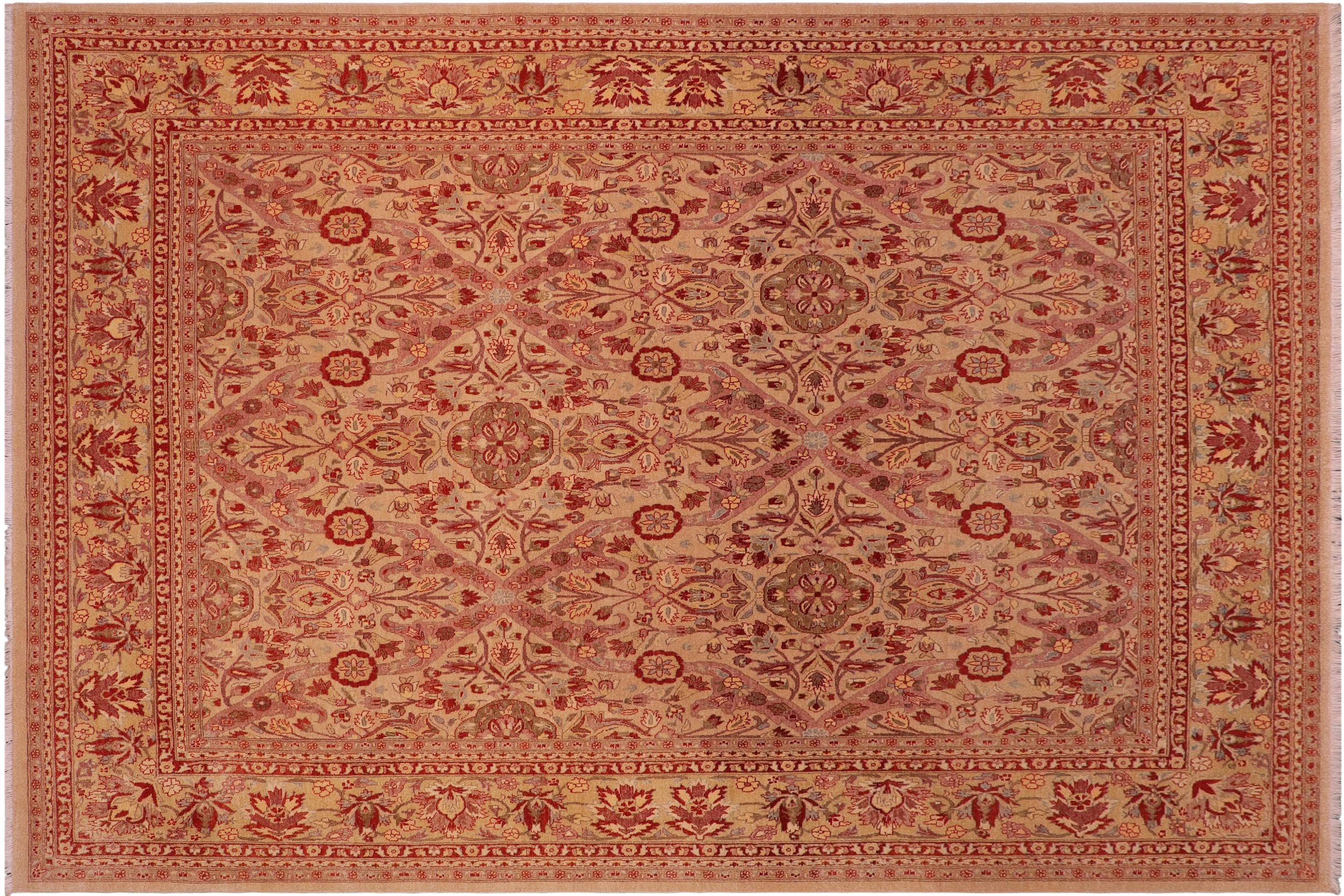 handmade Transitional Lahore Tan Tan Hand Knotted RECTANGLE 100% WOOL area rug 8' x 10'