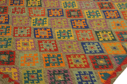 handmade Geometric Kilim Gray Blue Hand-Woven RECTANGLE 100% WOOL area rug 7 x 10