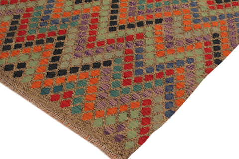 handmade Modern Kilim Brown Blue Hand-Woven RECTANGLE 100% WOOL area rug 6x8