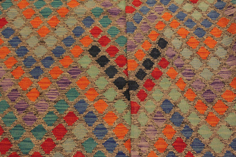 handmade Modern Kilim Brown Blue Hand-Woven RECTANGLE 100% WOOL area rug 6x8