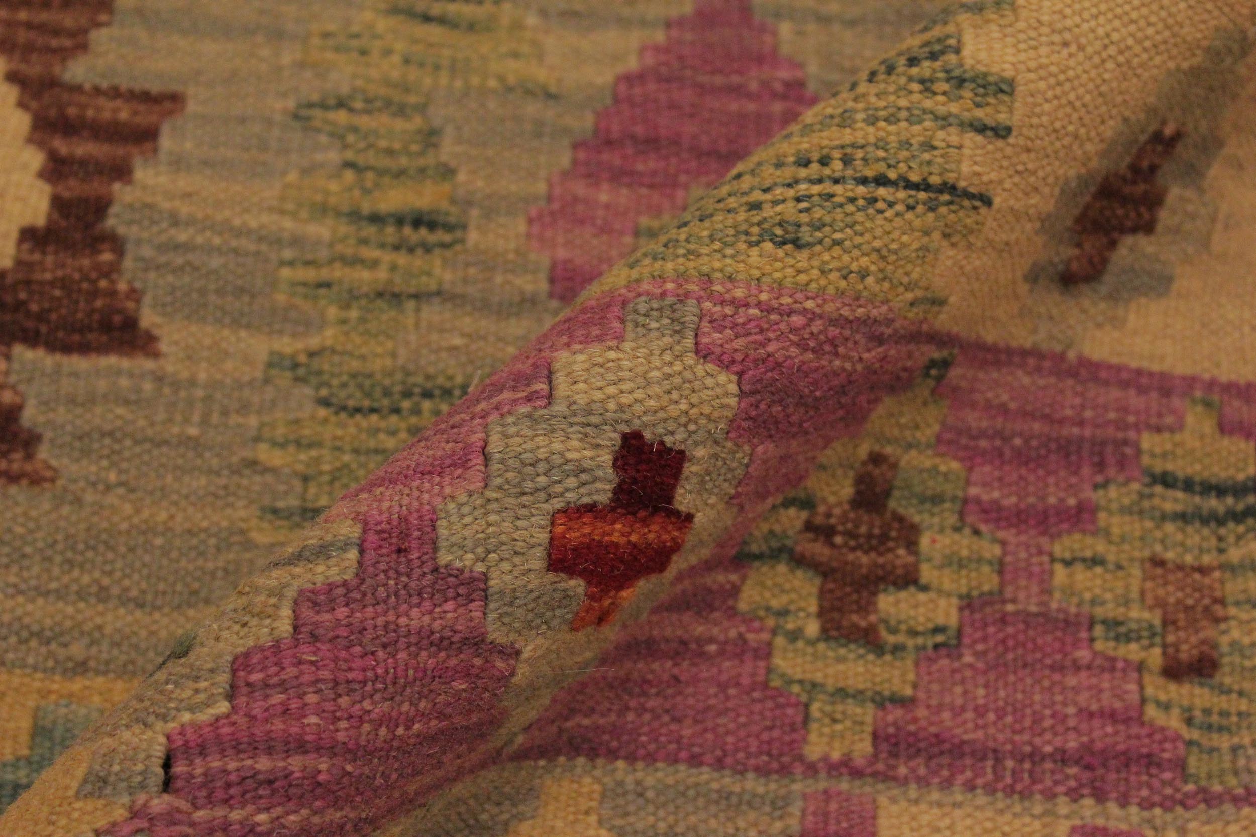 handmade Geometric Kilim Gray Purple Hand-Woven RECTANGLE 100% WOOL area rug 5 x 7