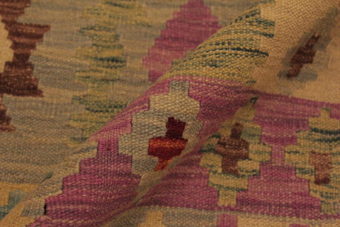 handmade Geometric Kilim Gray Purple Hand-Woven RECTANGLE 100% WOOL area rug 5 x 7