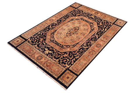 handmade Traditional Tamour Blue Tan Hand Knotted RECTANGLE 100% WOOL area rug 8 x 11