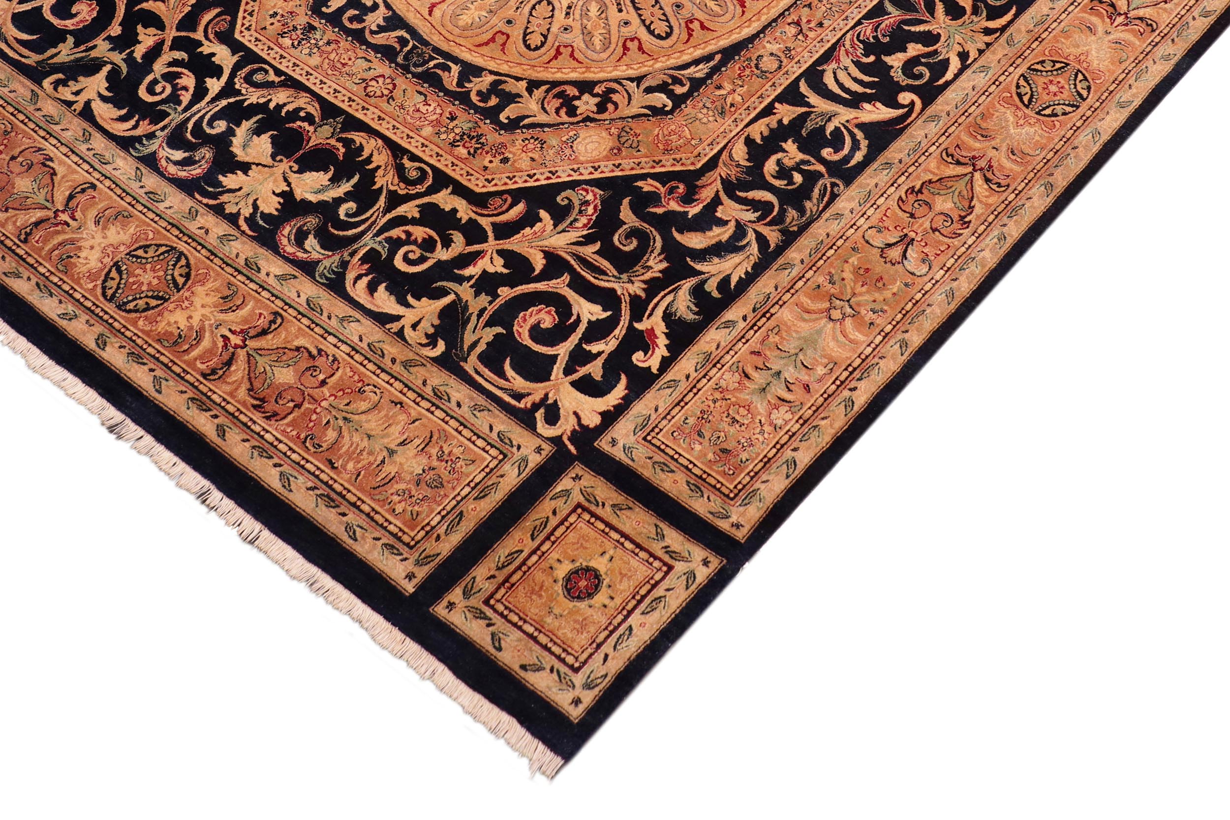 handmade Traditional Tamour Blue Tan Hand Knotted RECTANGLE 100% WOOL area rug 8 x 11