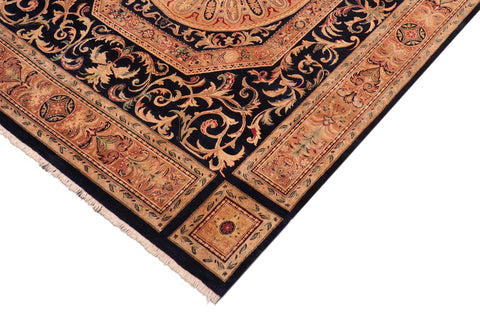 handmade Traditional Tamour Blue Tan Hand Knotted RECTANGLE 100% WOOL area rug 8 x 11