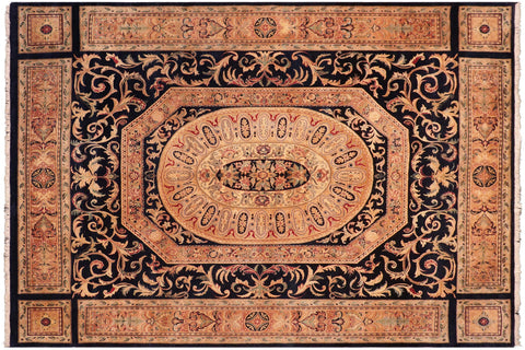 handmade Traditional Tamour Blue Tan Hand Knotted RECTANGLE 100% WOOL area rug 8 x 11