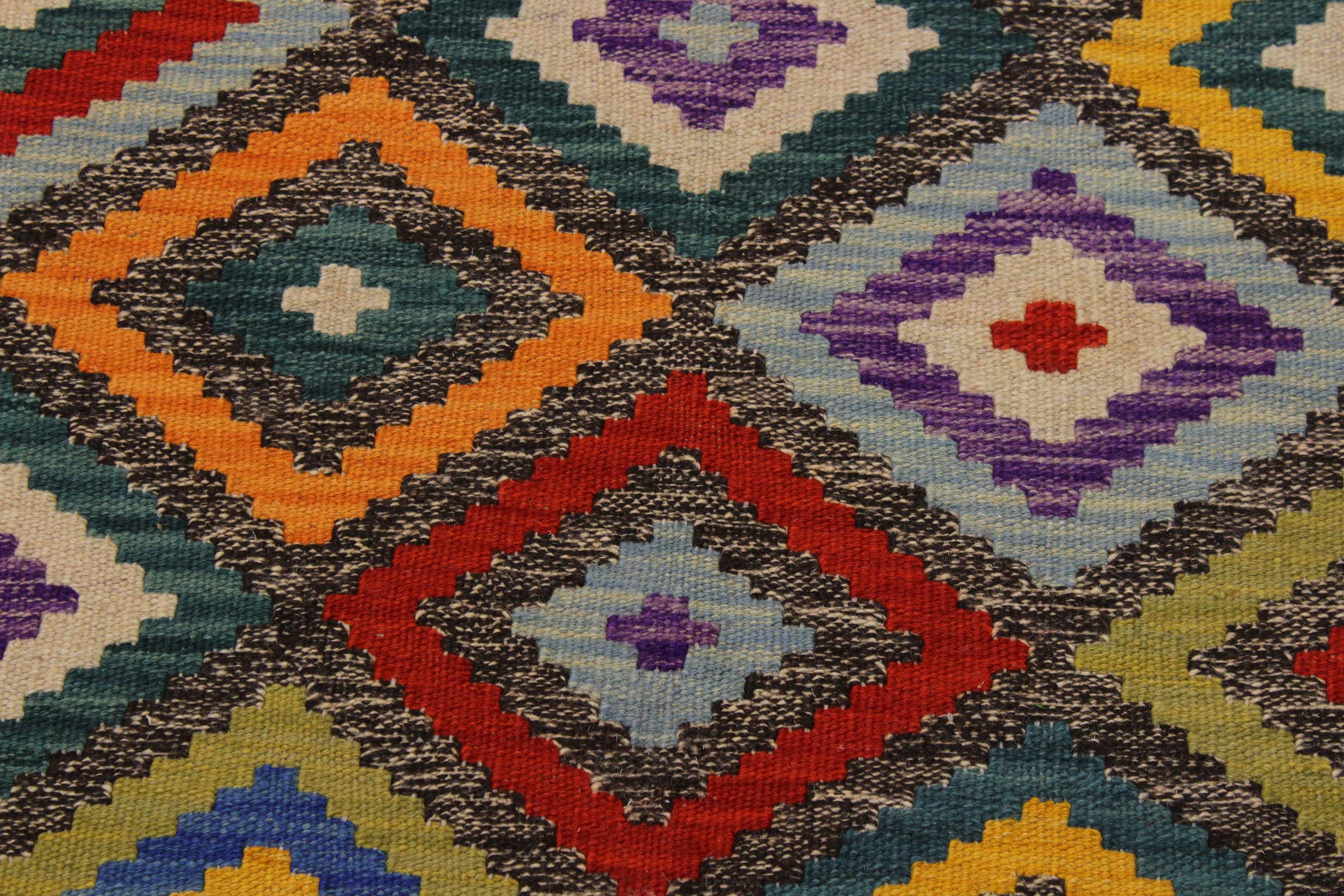 handmade Geometric Kilim Brown Blue Hand-Woven RECTANGLE 100% WOOL area rug 5 x 8