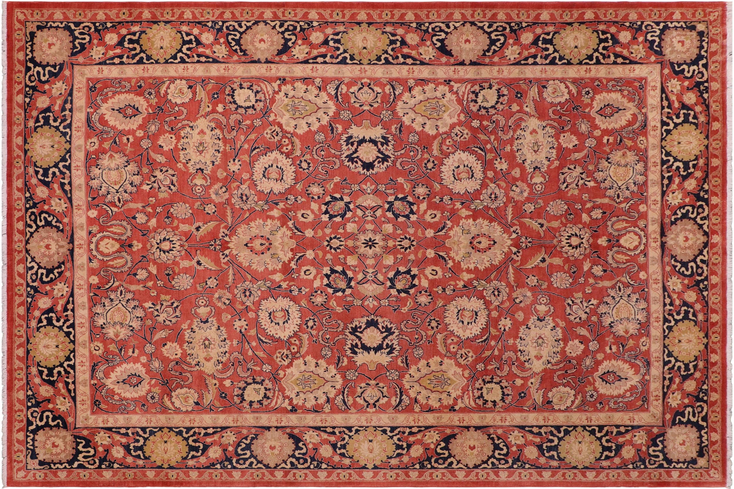 handmade Traditional Kafkaz Rose Blue Hand Knotted RECTANGLE 100% WOOL area rug 8' x 10'