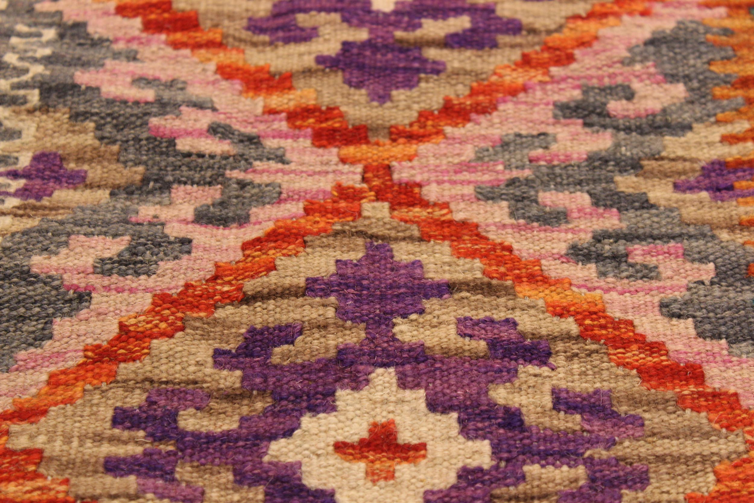 handmade Geometric Kilim Rust Green Hand-Woven RECTANGLE 100% WOOL area rug 3' x 5'