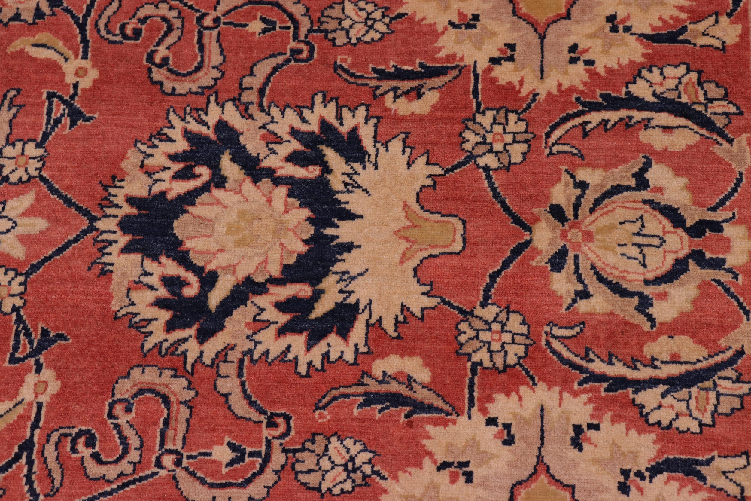 handmade Traditional Kafkaz Rose Blue Hand Knotted RECTANGLE 100% WOOL area rug 8' x 10'