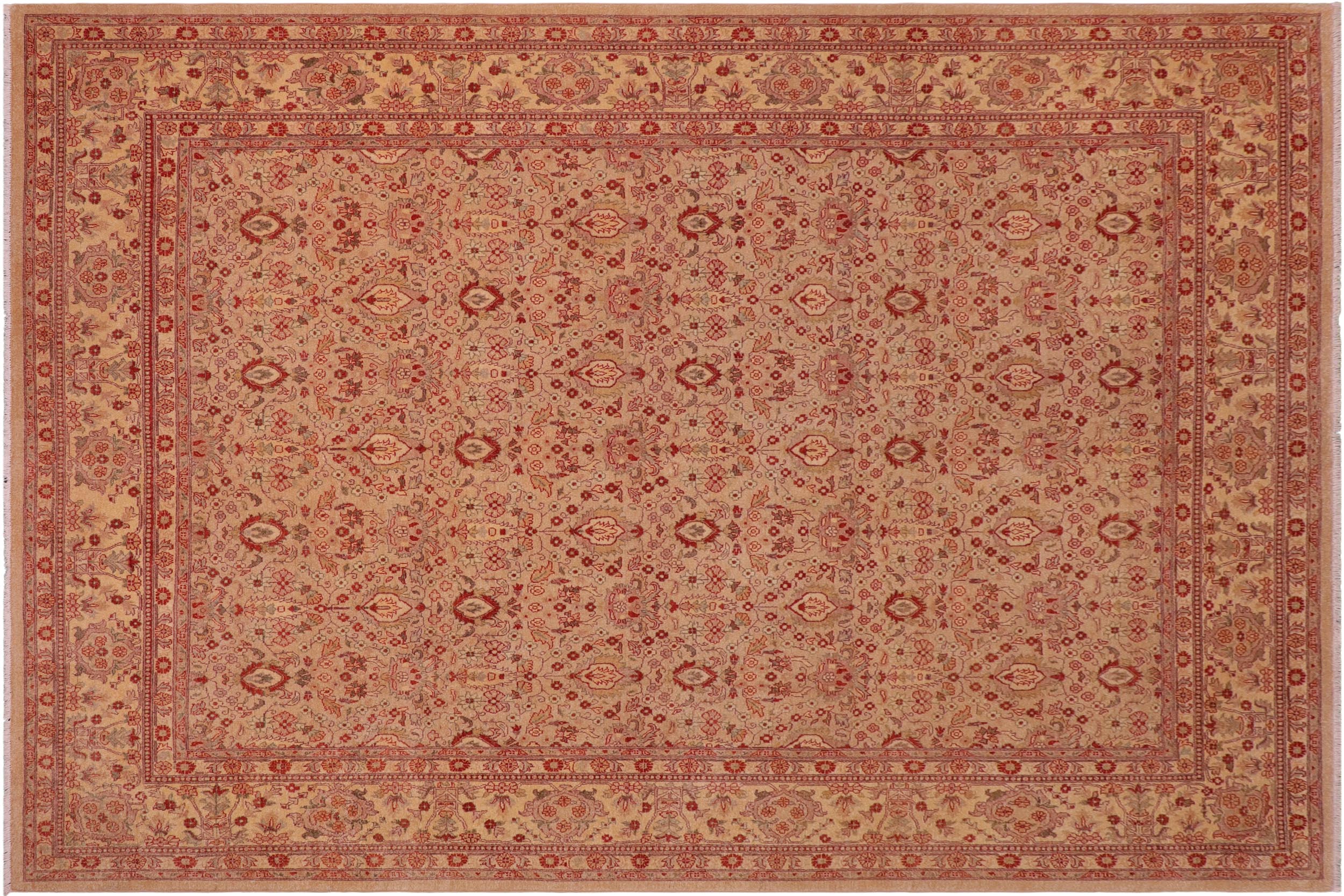 handmade Transitional Lahore Lt. Tan Tan Hand Knotted RECTANGLE 100% WOOL area rug 8' x 10'