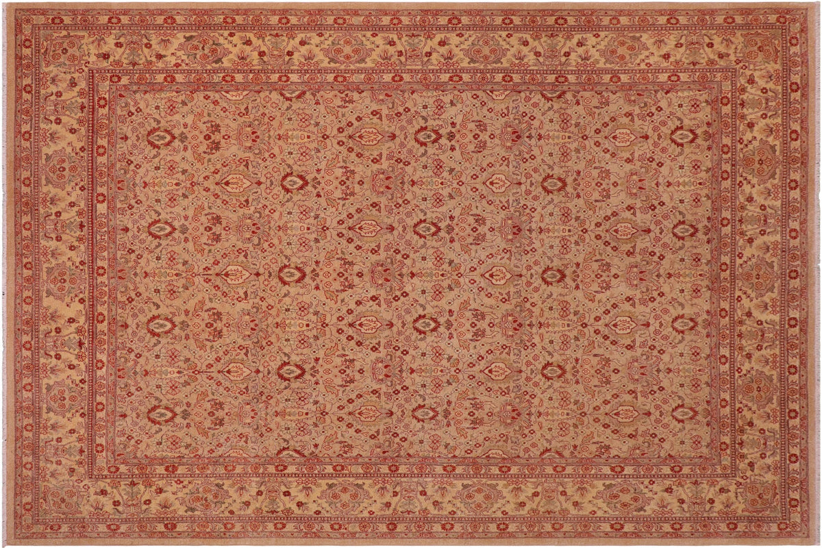 handmade Transitional Lahore Lt. Tan Tan Hand Knotted RECTANGLE 100% WOOL area rug 8' x 10'