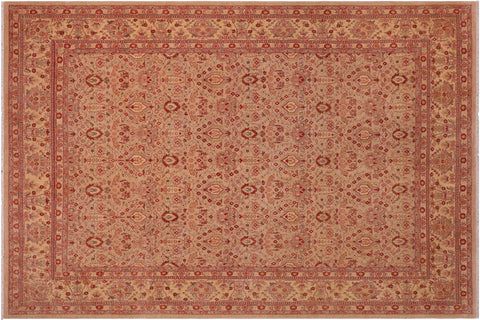 handmade Transitional Lahore Lt. Tan Tan Hand Knotted RECTANGLE 100% WOOL area rug 8' x 10'