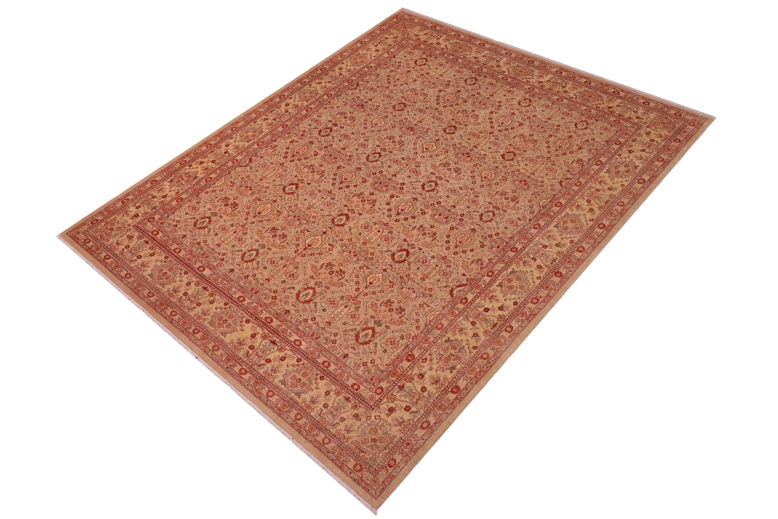 handmade Transitional Lahore Lt. Tan Tan Hand Knotted RECTANGLE 100% WOOL area rug 8' x 10'