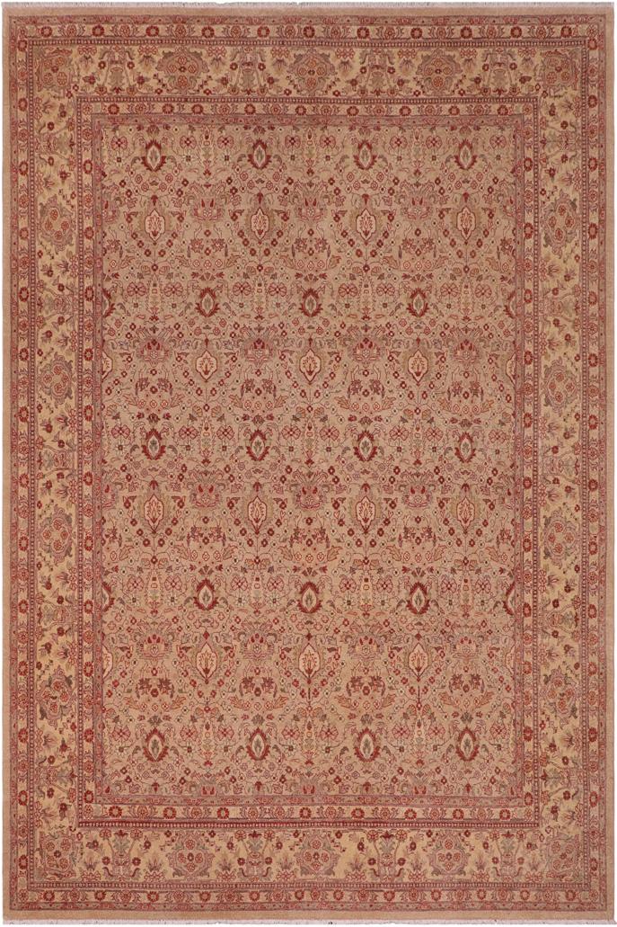 handmade Traditional Lahore Lt. Tan Tan Hand Knotted RECTANGLE 100% WOOL area rug 8'X10'