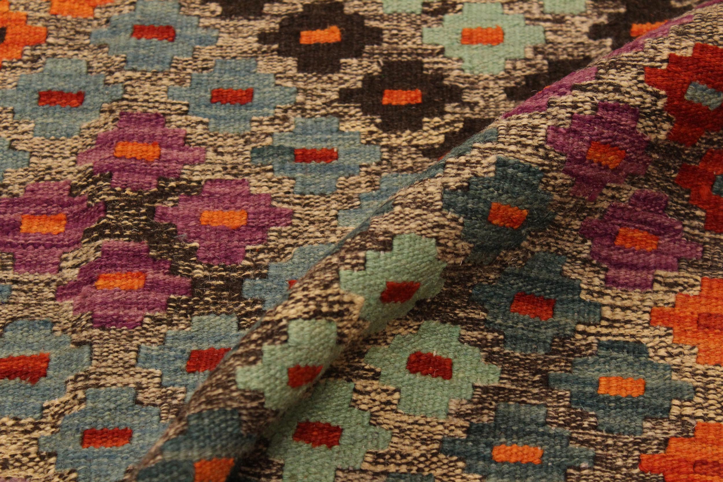 handmade Geometric Kilim Brown Red Hand-Woven RECTANGLE 100% WOOL area rug 4 x 6