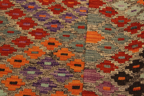 handmade Geometric Kilim Brown Red Hand-Woven RECTANGLE 100% WOOL area rug 4 x 6