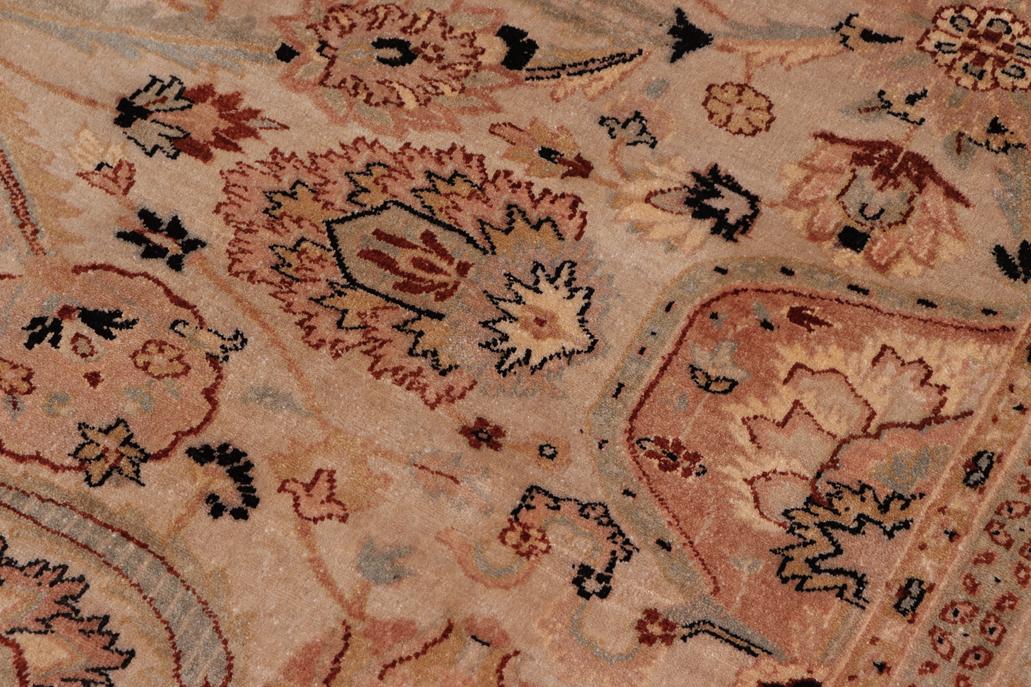 handmade Traditional Lahore Tan Black Hand Knotted RECTANGLE 100% WOOL area rug 8'X10'