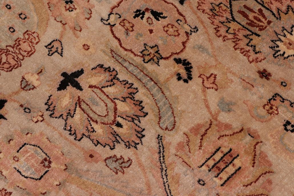 handmade Traditional Lahore Tan Black Hand Knotted RECTANGLE 100% WOOL area rug 8'X10'