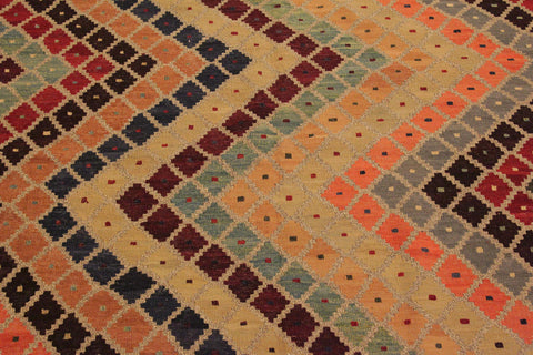 handmade Modern Kilim Tan Beige Hand-Woven RECTANGLE 100% WOOL area rug 5x7