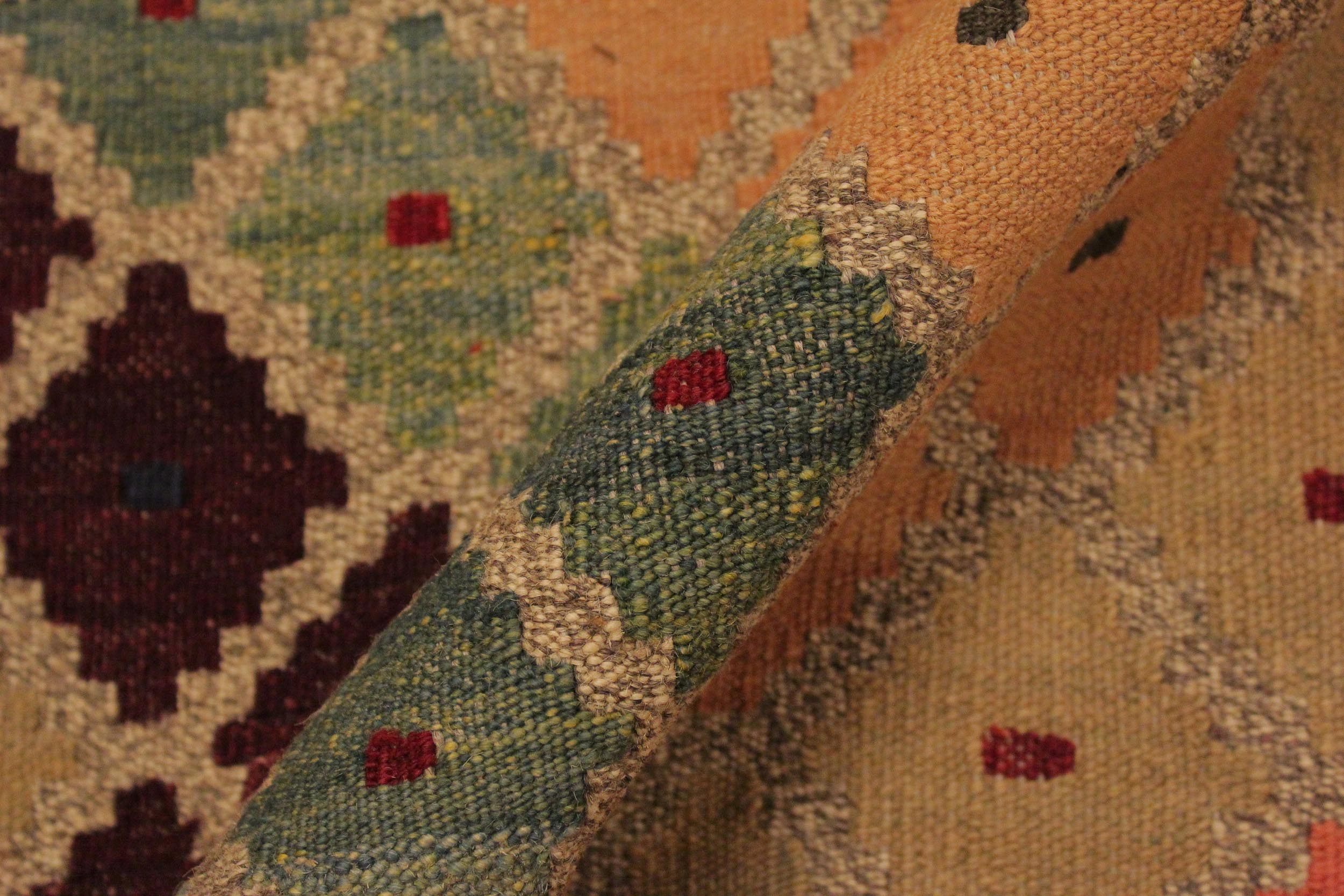 handmade Modern Kilim Tan Beige Hand-Woven RECTANGLE 100% WOOL area rug 5x7