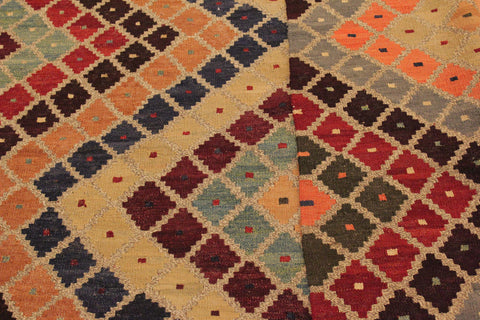 handmade Modern Kilim Tan Beige Hand-Woven RECTANGLE 100% WOOL area rug 5x7