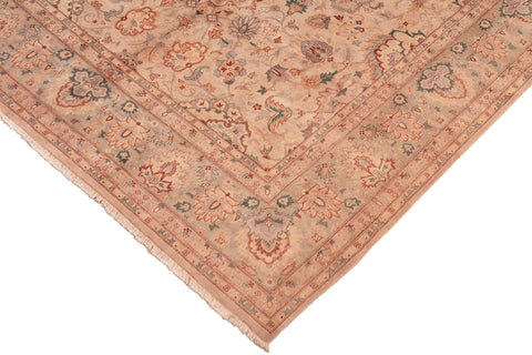 handmade Traditional Lahore Tan Green Hand Knotted RECTANGLE 100% WOOL area rug 8' x 10'