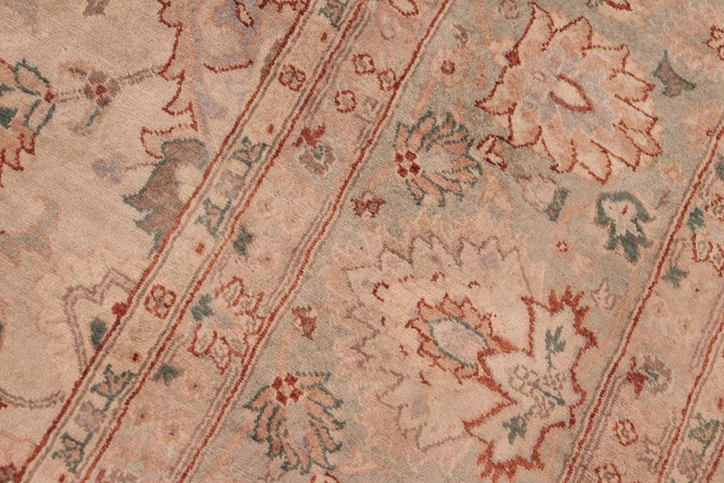 handmade Traditional Lahore Tan Green Hand Knotted RECTANGLE 100% WOOL area rug 8' x 10'