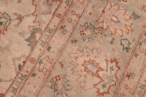 handmade Traditional Lahore Tan Green Hand Knotted RECTANGLE 100% WOOL area rug 8' x 10'