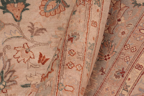 handmade Traditional Lahore Tan Green Hand Knotted RECTANGLE 100% WOOL area rug 8' x 10'