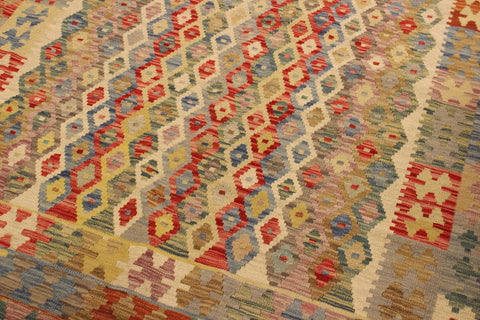 handmade Geometric Kilim Beige Blue Hand-Woven RECTANGLE 100% WOOL area rug 5 x 7