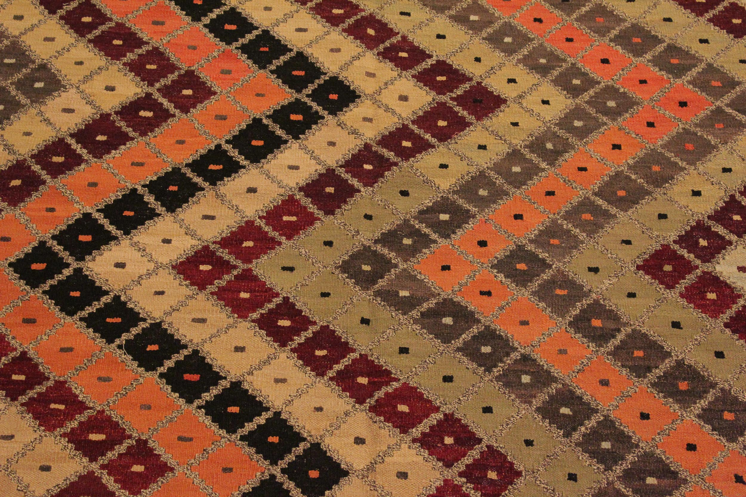 handmade Modern Kilim Tan Beige Hand-Woven RECTANGLE 100% WOOL area rug 5x7