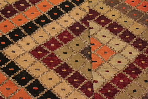 handmade Modern Kilim Tan Beige Hand-Woven RECTANGLE 100% WOOL area rug 5x7