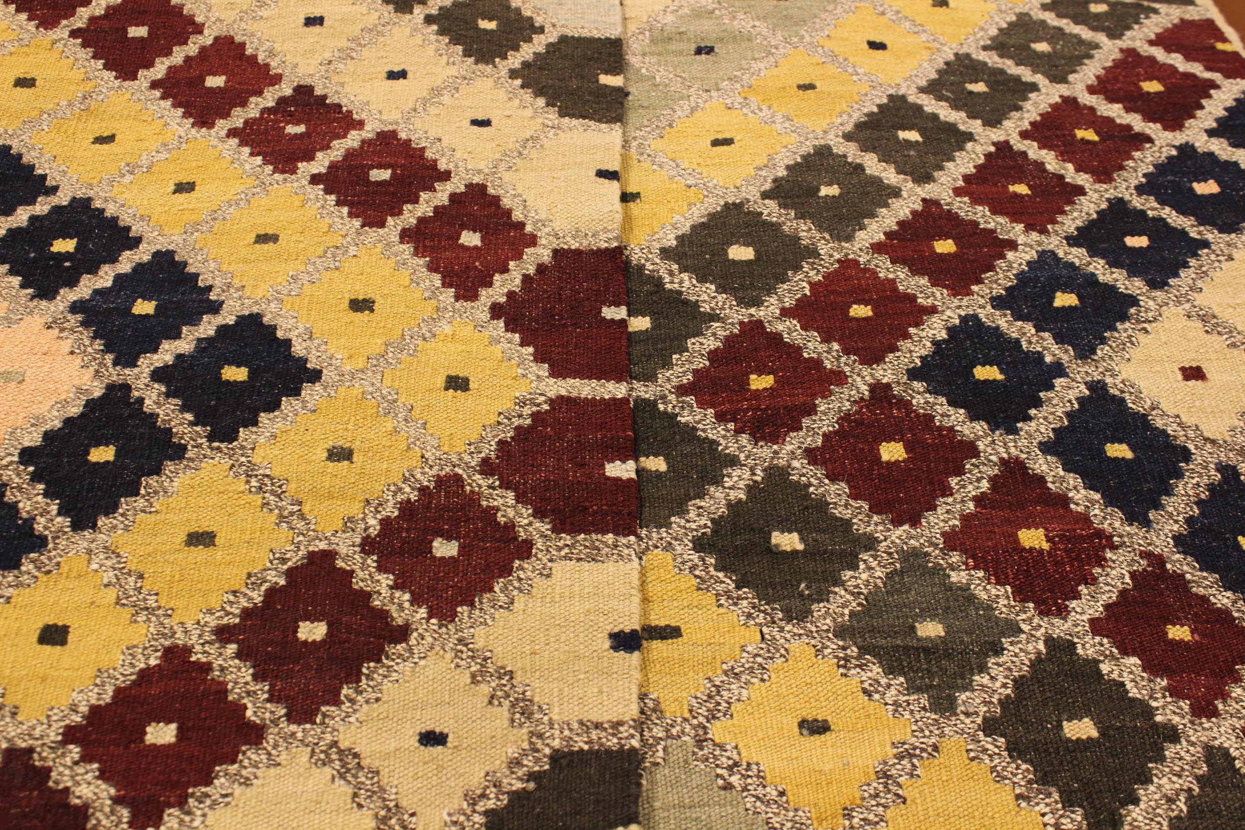 handmade Modern Kilim Gray Gold Hand-Woven RECTANGLE 100% WOOL area rug 5x7