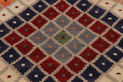 handmade Geometric Kilim Gray Red Hand-Woven RECTANGLE 100% WOOL area rug 9 x 10