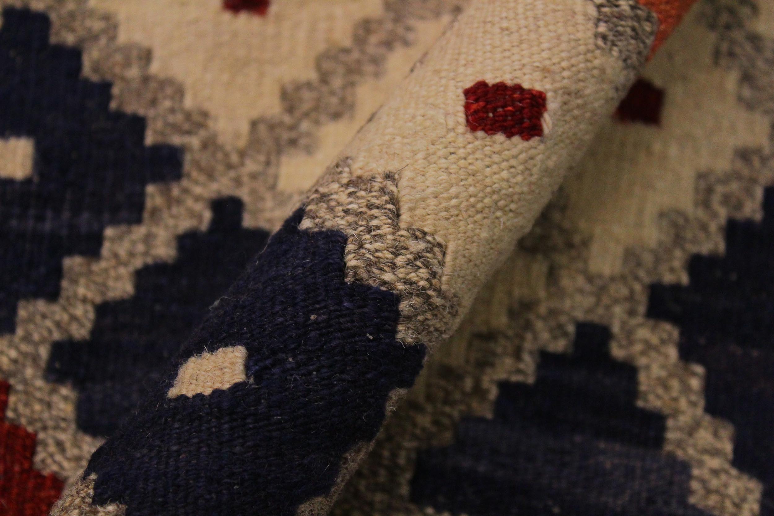 handmade Geometric Kilim Gray Red Hand-Woven RECTANGLE 100% WOOL area rug 9 x 10