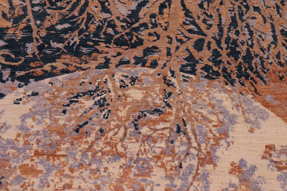 handmade Modern Kafkaz Ivory Blue Hand Knotted RECTANGLE 100% WOOL area rug 6X9