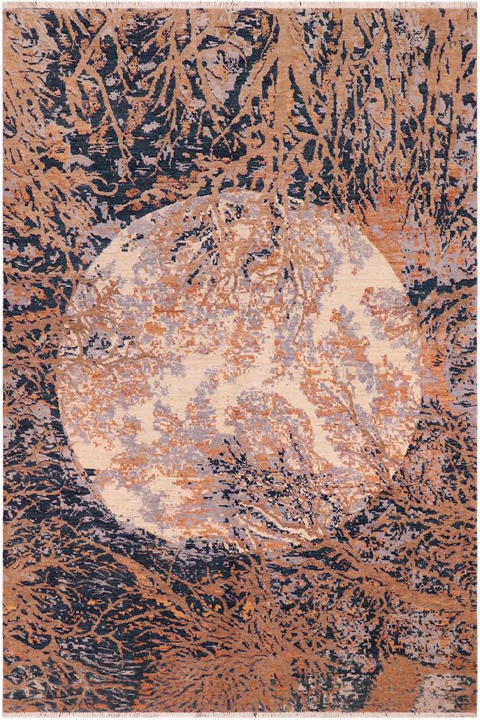 handmade Modern Kafkaz Ivory Blue Hand Knotted RECTANGLE 100% WOOL area rug 6X9