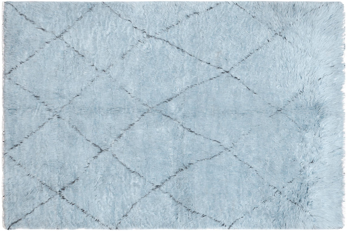 handmade Modern Moroccan Gray Black Hand Knotted RECTANGLE 100% WOOL area rug 8' x 10'