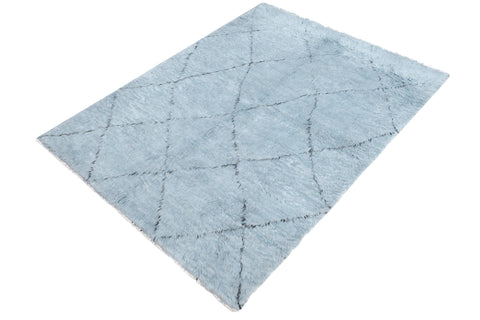 handmade Modern Moroccan Gray Black Hand Knotted RECTANGLE 100% WOOL area rug 8' x 10'