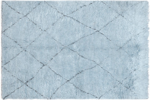 handmade Modern Moroccan Gray Black Hand Knotted RECTANGLE 100% WOOL area rug 8' x 10'