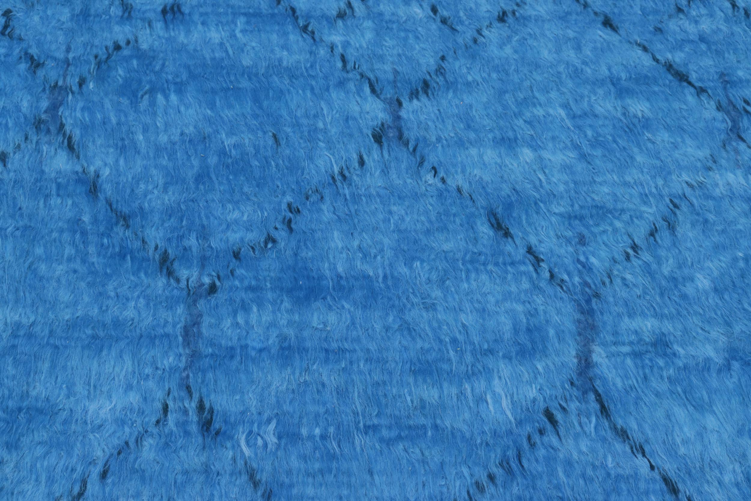 handmade Modern Moroccan Blue Black Hand Knotted RECTANGLE 100% WOOL area rug 8' x 10'