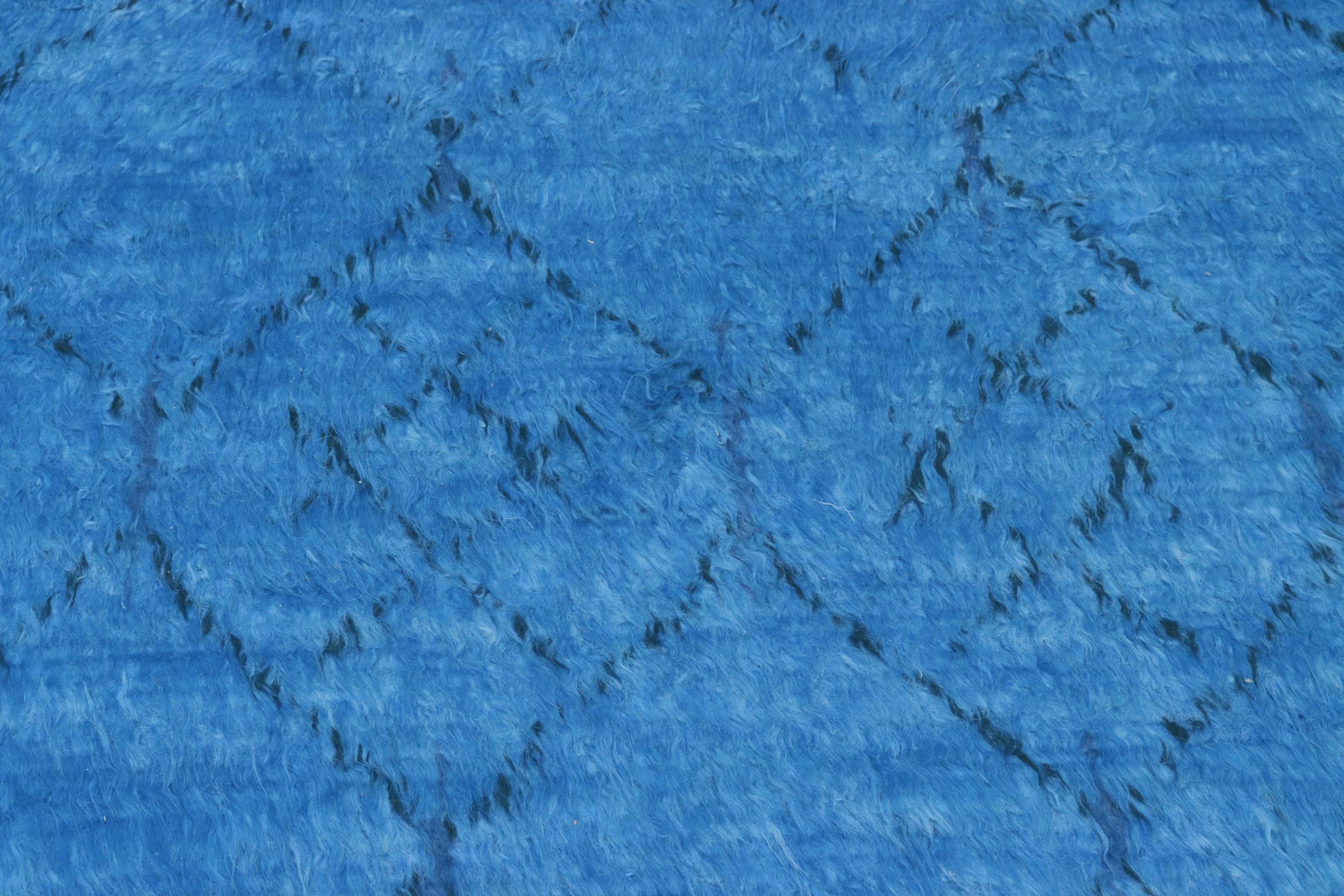 handmade Modern Moroccan Blue Black Hand Knotted RECTANGLE 100% WOOL area rug 8' x 10'