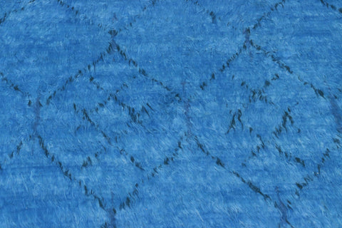 handmade Modern Moroccan Blue Black Hand Knotted RECTANGLE 100% WOOL area rug 8' x 10'