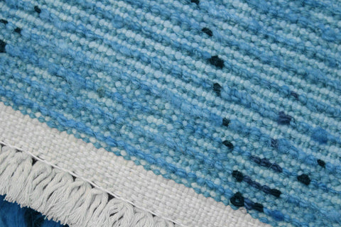 handmade Modern Moroccan Blue Black Hand Knotted RECTANGLE 100% WOOL area rug 8' x 10'