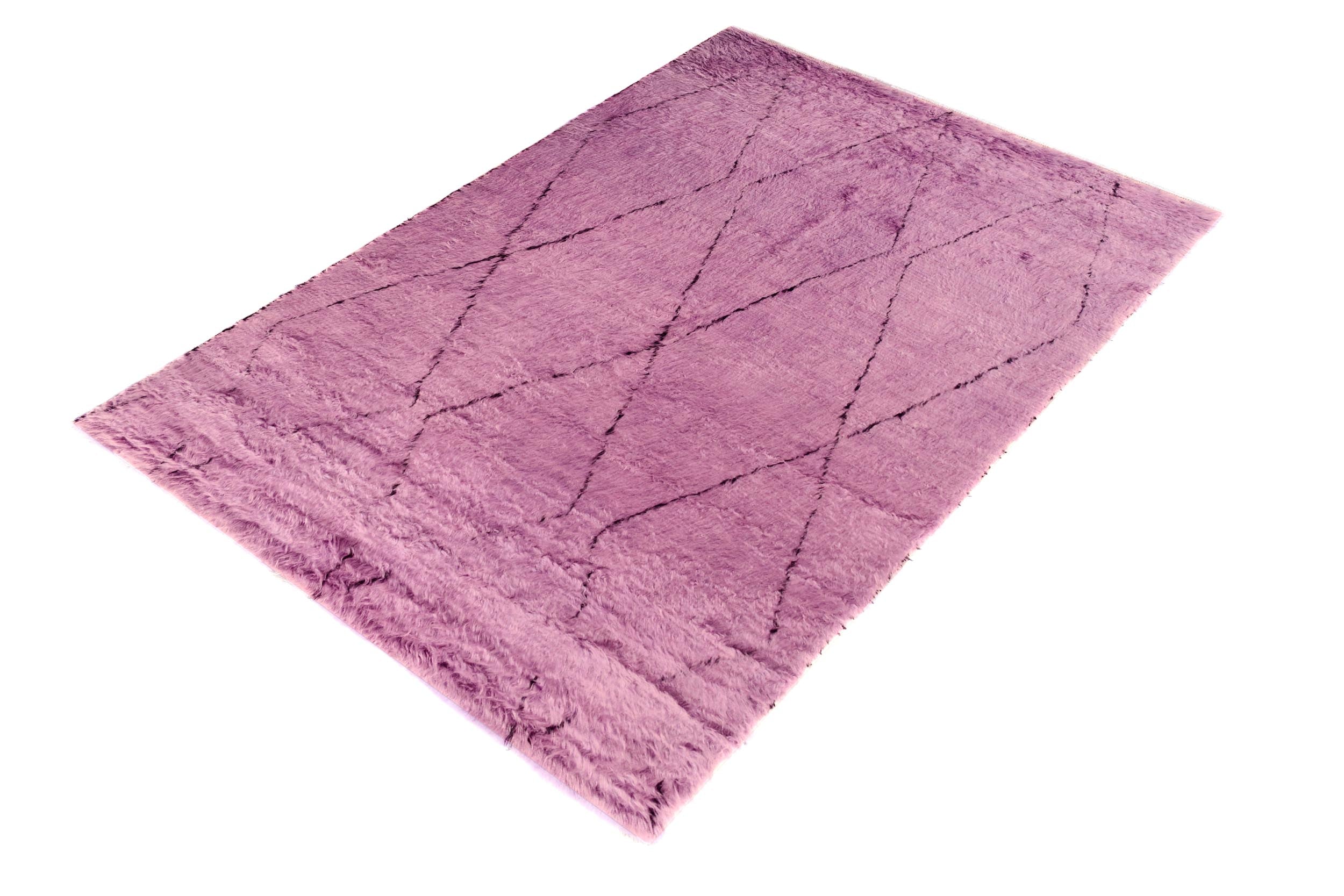 handmade Modern Moroccan Purple Black Hand Knotted RECTANGLE 100% WOOL area rug 8' x 11'